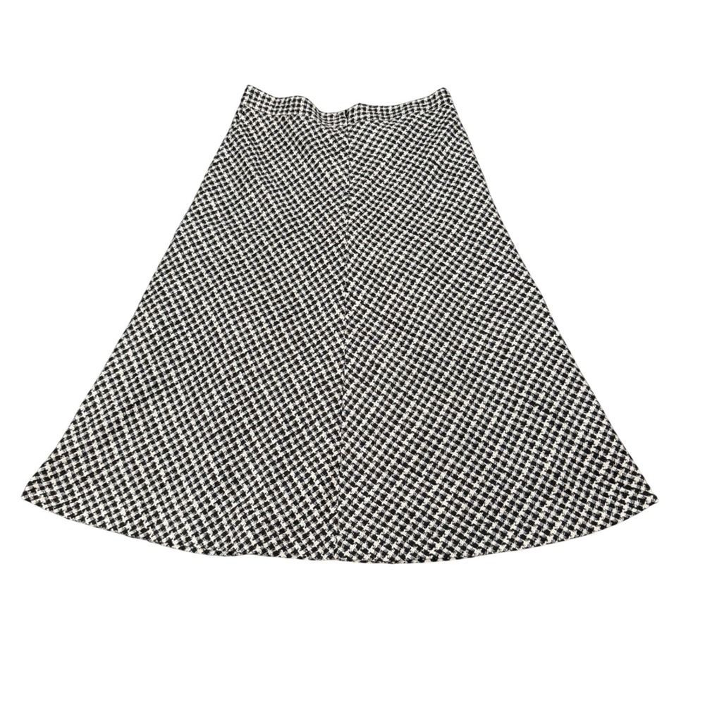 Ann Taylor Black White‎ Houndstooth A-Line Midi Skirt Size 6 NWT